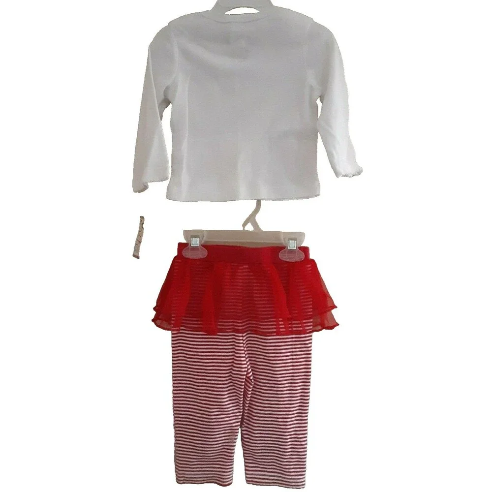 Red and White Christmas Santa's Sweetheart Shirt Tutu Pants Outfit Size 12M